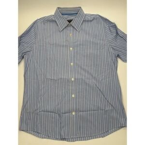 Club Monaco Mens Blue White Striped Button Down Shirt Long Sleeve Large L